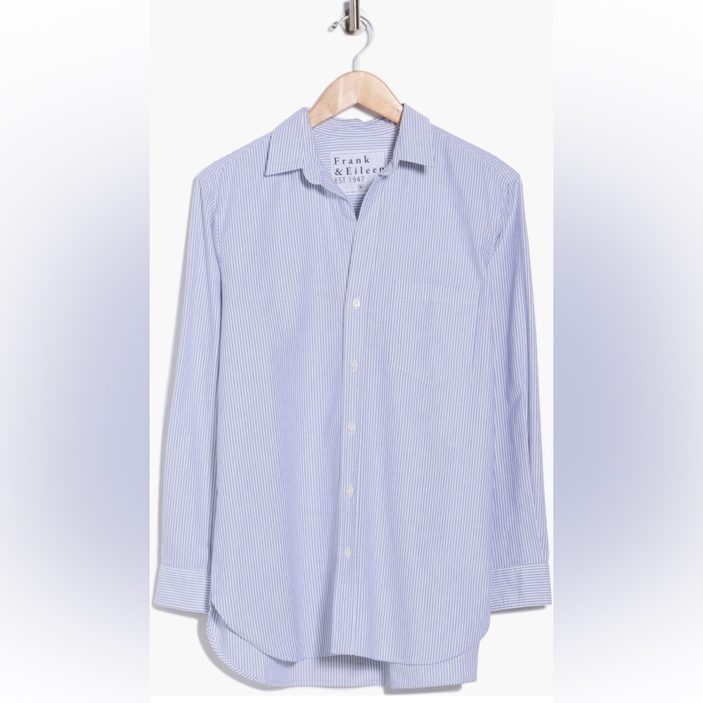 Frank & Eileen Joedy Boyfriend Cotton Button Up‎ down Shirt striped large NWT - Picture 3 of 3
